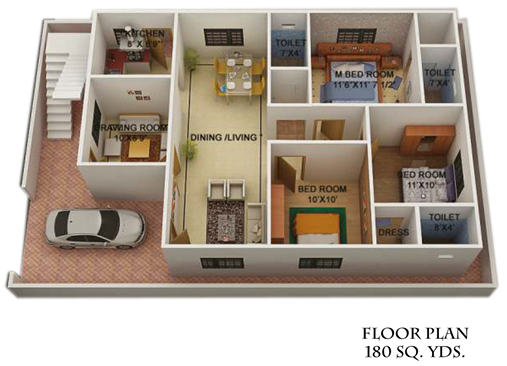 Floor Plan - Duplex 180 Ground